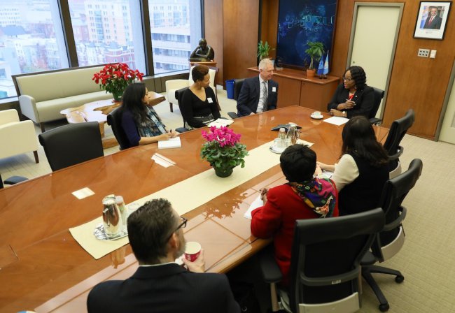 Members of the class of 2019-2020 meet with Dr. Carissa Etienne, Director of the Pan American Health Organization.