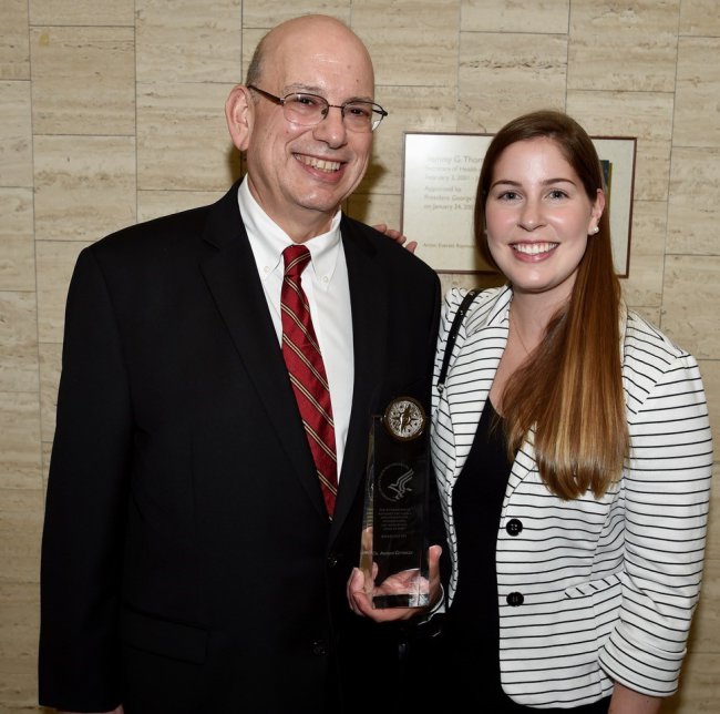 Gettinger, pictured with daughter Ann Singley, received a U.S. Department of Health and Human Services service award. Photo courtesy Andy Gettinger